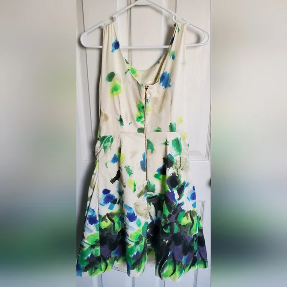 Kate Spade New York Jillian Clotted Cream Watercolor Bow-Front Dress Size 4 - Picture 3 of 9